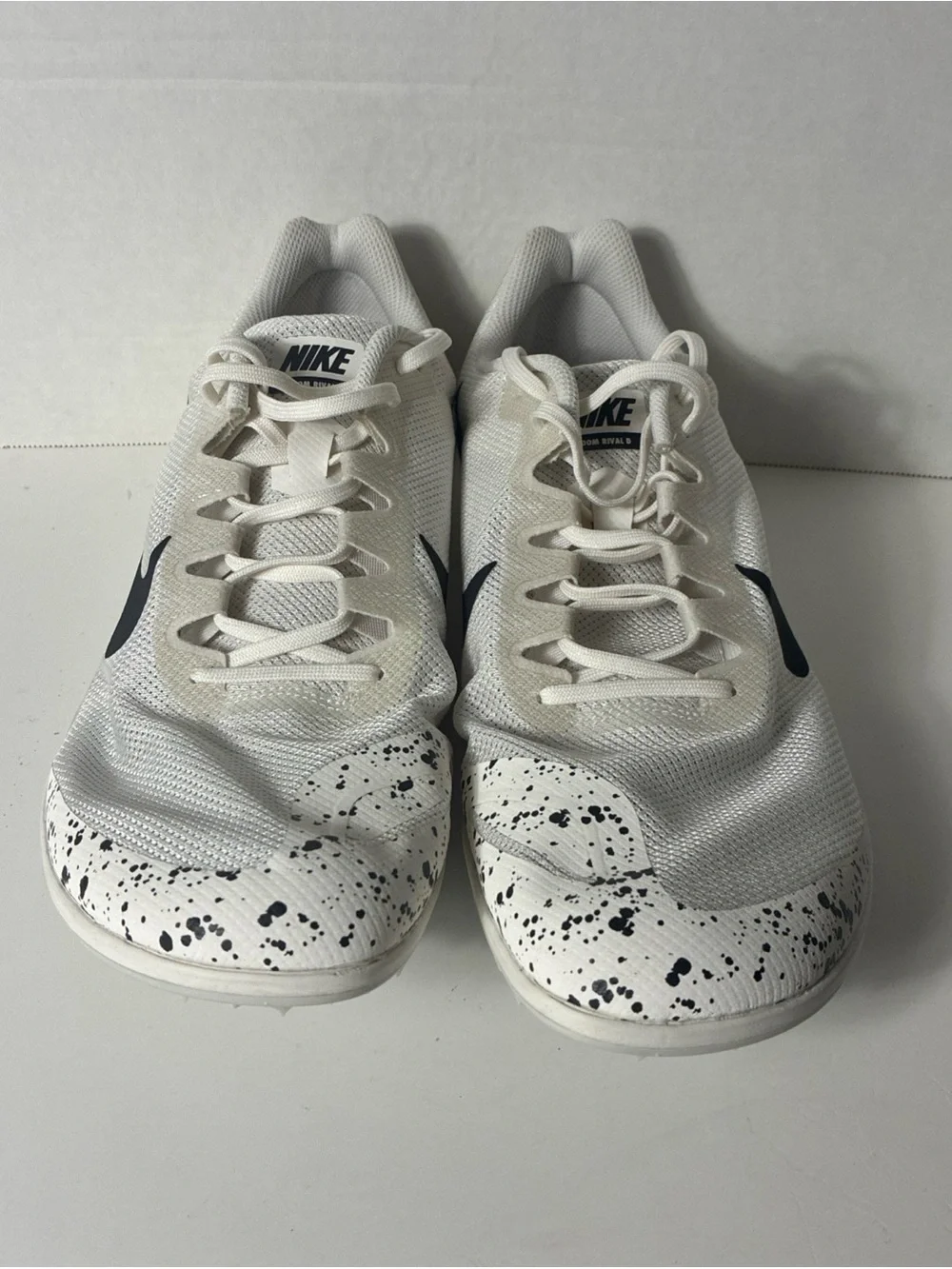 Nike Men's Cream/White Running Shoes with Black Swoosh and Speckle Size 15